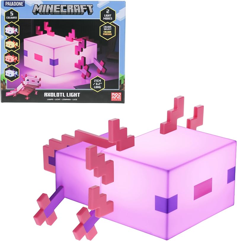 Paladone Minecraft Axolotl Light Official Licensed Lamp 5 Colour Modes
