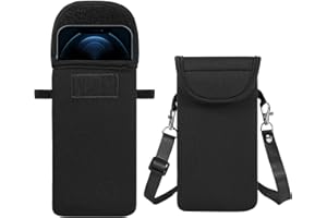 YICHEEY Neoprene Phone Sleeve Bag Pouch Case with Crossbody Strap Compatible for iPhone 17 Pro Max Air 16 Plus/Galaxy S25 Ultra / S25 Edge FE A16 A36 A56 / Pixel 10 Pro XL/OnePlus 13 (Black)