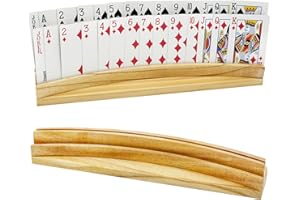 ESSAJOY Card Holders for Playing Cards Set of 2 Soild Wood Cards Holders for Seniors Adults, Playing Card Trays/Racks for Bridge Canasta Strategy Foot and Hand