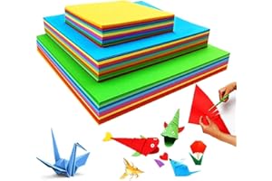 Lot de 600 feuilles de papier origami carré pour loisirs créatifs, 3 tailles, 10 couleurs vives