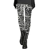 Printed Leggings for Women Vintage High Waisted Paisley Tights Tummy Control Floral Pattern Yoga Pants