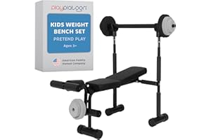Play Platoon Kids Weight Bench Set - Kids Gym Equipment for Home - Bench Press Weight Sets for Boys - Toddler Gym Set Workout and Exercise Equipment - Ages 3+