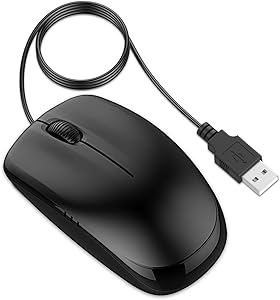 JETech 0776-3-Button Wired USB Optical Mouse- Black
