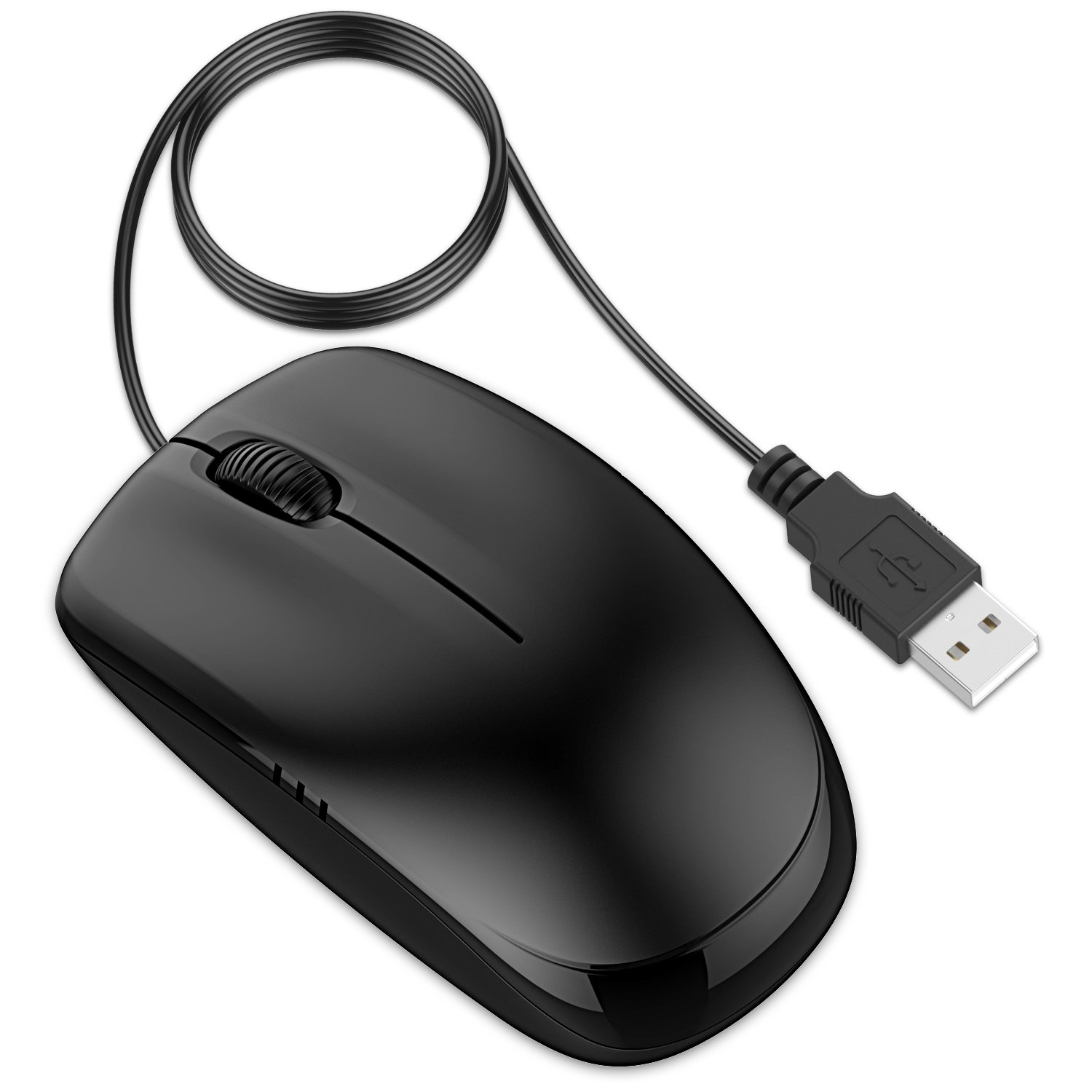 JETech 0776- 3-Button Wired USB Optical Mouse- Black