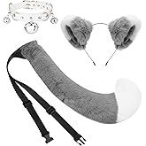 XEPST Faux Fur Cat Ears and Tail Set - Cat Cosplay Halloween Costumes Accessories Kit with Ears Headband and Tail