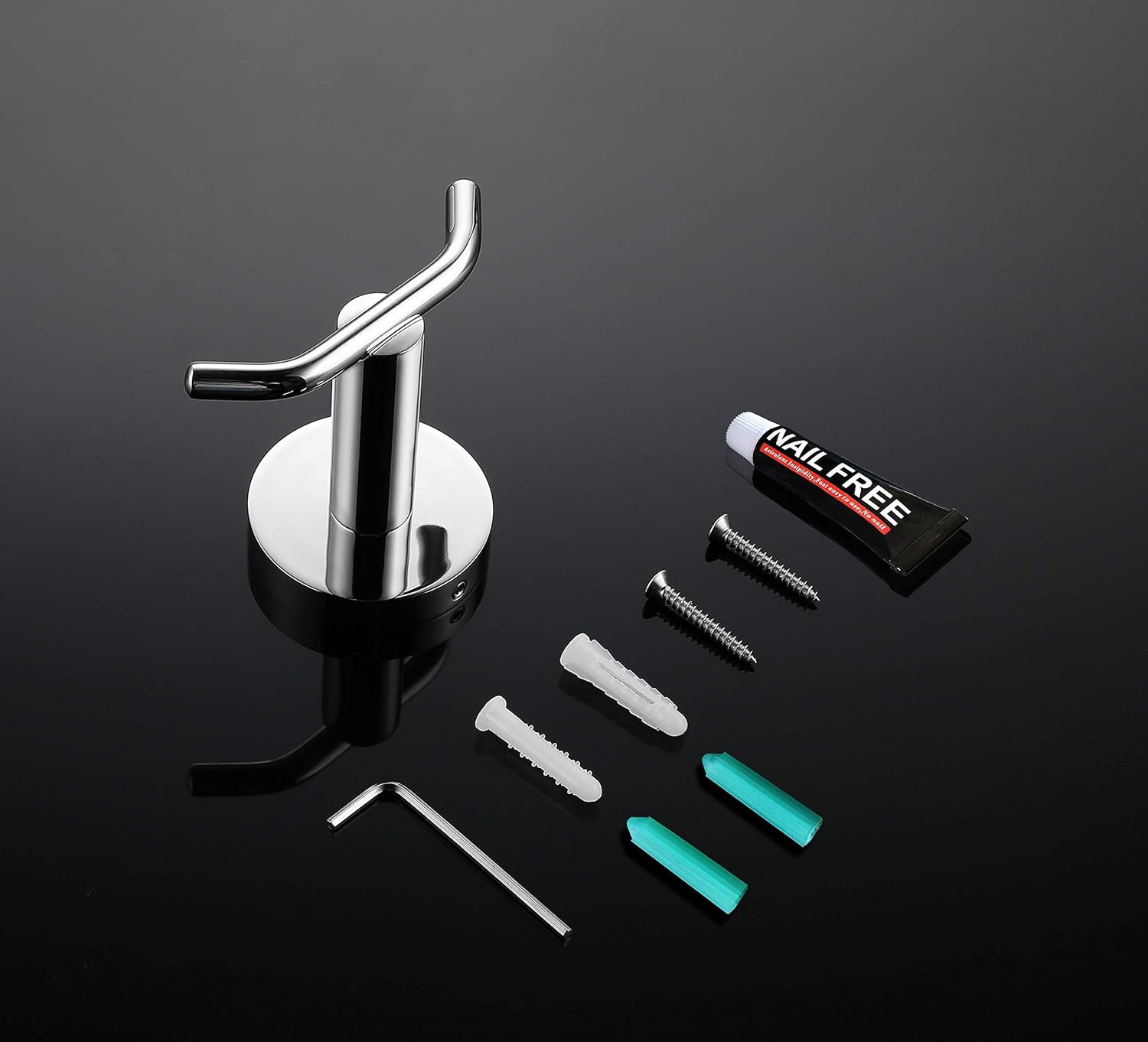 OKF Double Towel Robe Hook, Towel Hooks for Bathroom SUS304 Stainless Steel Wall Mounted Bath Kitchen Hooks Modern Chrome - - 