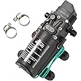 Auhafaly 12V DC Fresh Water Pump With 2 Hose Clamp 12 Volt Diaphragm Pump Self Priming Sprayer Pump with Pressure Switch 4.5 L/Min 1.2 GPM 110 PSI Adjustable for RV Camper Marine Boat Lawn