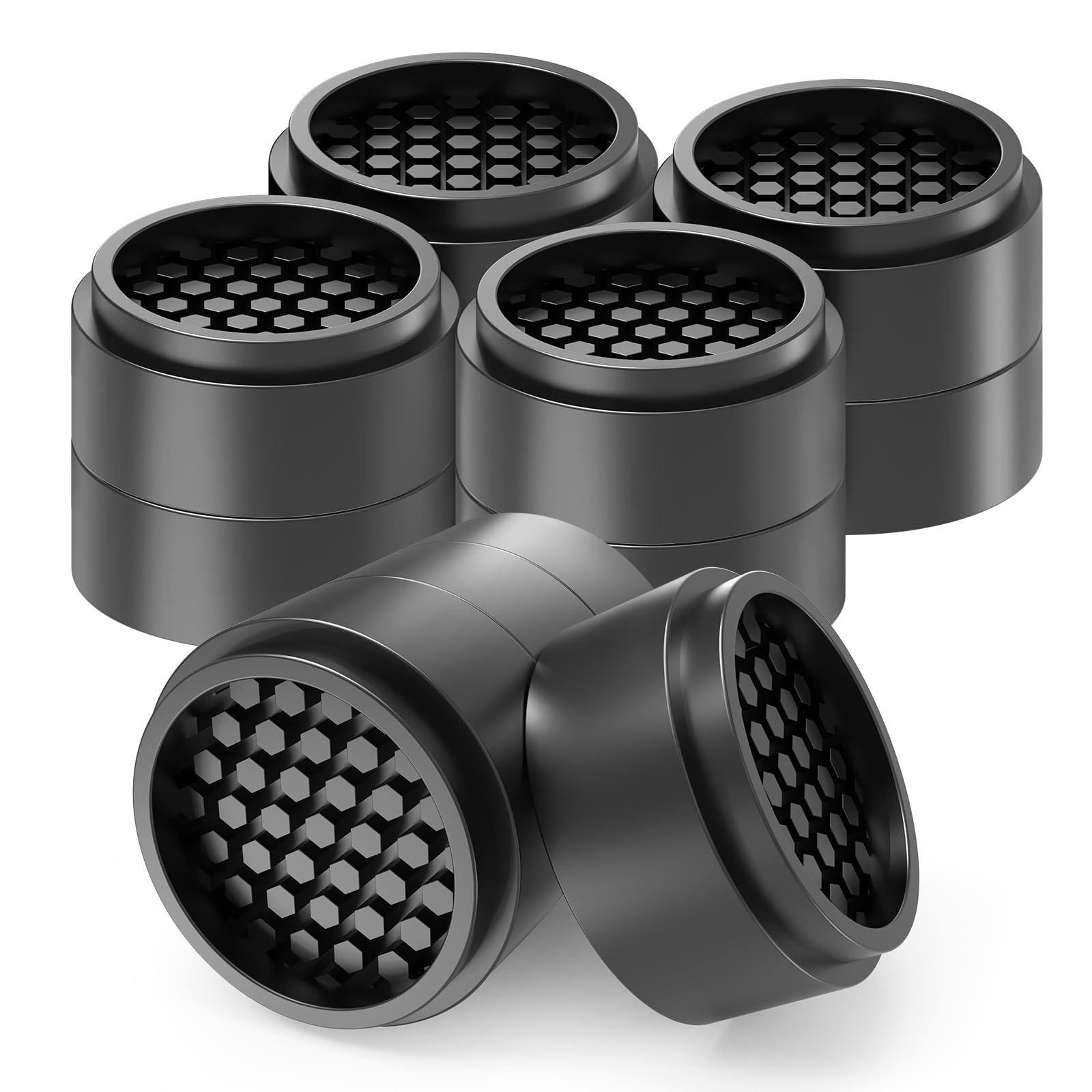 Ezprotekt 12Pack Adjustable Round Bed Furniture Risers, 1 Inch Stackable Furniture Lifts Risers Creates an Additional 1", 2", or 3" of Height for Sofa, Bed, Table, Chair, Heavy Duty Anti Slip Rubber