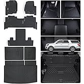 Floor Mats for Ford Expedition MAX 2018-2024 (Only Fit 7 Seats-2 Row Bucket Seat Non Short) & Trunk Mat All Weather Protection Floor Liners & Cargo Liners Velcro Covering The Backrest Accessories