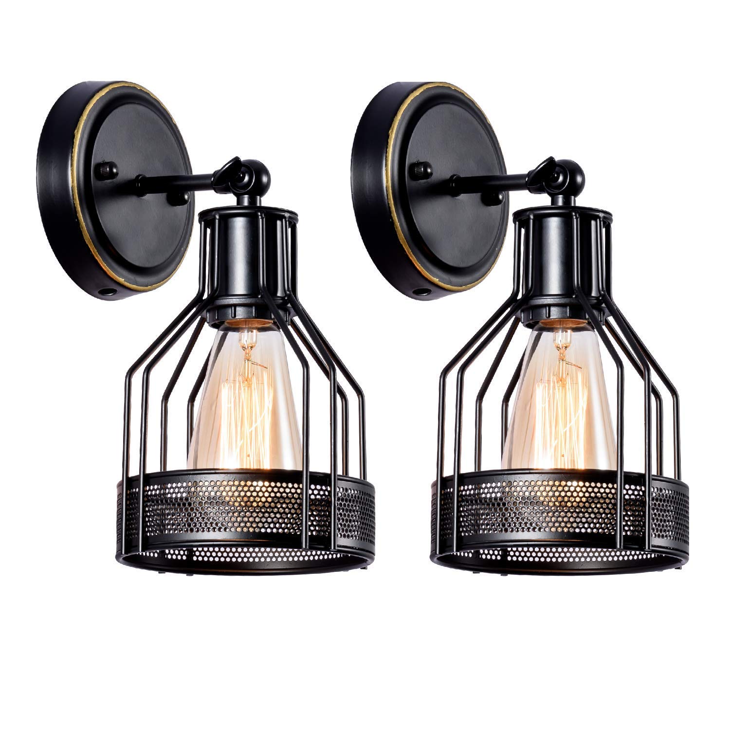 GLADFRESIT Wall Lights Industrial Lighting, Bathroom Indoor Cage Light Fixture, Metal Shade with Black Finish,Vintage Wall Sconces Home Retro Lights(Bulb Not Included)