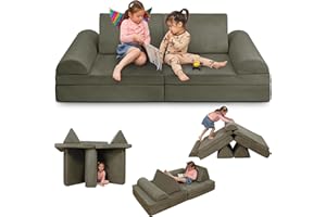 Betterhood Play Couch Sofa for Kids Large Size, Modular Kids Play Couch, Kids Couch Building Fort for Playroom Bedroom, Children Convertible Foam Cushion Couch for Boys and Girls, Charcoal Grey