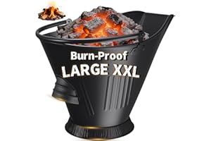 AMAGABELI GARDEN & HOME XXL 5-Gallon Ash Bucket for Fireplace Metal Coal Bucket Wood Stove Charcoal Bucket Hot Ashes Can Pail Fireside for Fire Pit Firewood Burning Indoor Outdoor Grill Hearth Tools
