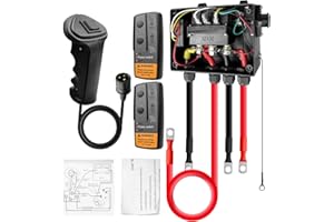 GMURA Pre-Wired Winch Control Box Kit, 12V 500A Winch Solenoid Contactor Relay & Wireless Winch Receiver & Remote Control & Hand Control & Jumper Cables, for 8000lbs-17000lbs ATV UTV Trailer Winches
