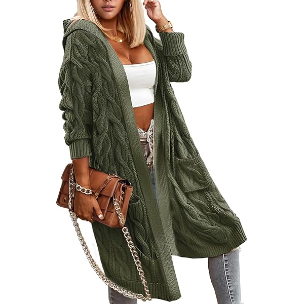 Akklian Women's Hooded Cardigan Sweaters Fall 2023 Long