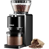KIDISLE Conical Burr Coffee Grinder, Electric Coffee Bean Grinder for Precise Grinding, 35 Settings, 2&ndash;12 Cup Selector, Anti-Static Design for Home Use, Black