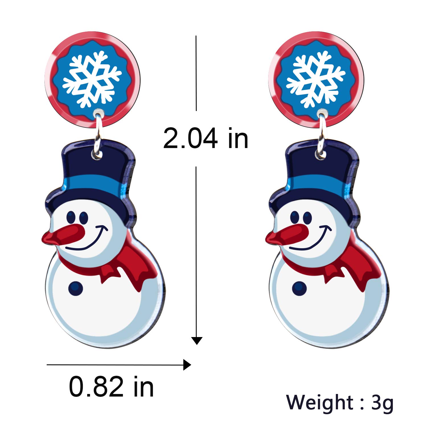 UHIBROS Women Christmas Jewelry Snow Man Dangle Drop Stud Earrings Ear Hook Drop Earring Xmas Gift For Teen Girls
