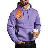 Men's Sherpa Fleece Lined Hoodie Thick Pullover Hooded Winter Warm Casual Athletic Sweatshirt with Kangaroo Pocket