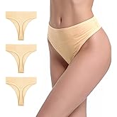 GAREDOB Thongs For Women Comfortable Plus Size Panties Soft Stretchable Underwear Ribbed Cotton Thong Size S-4XL Pack 3