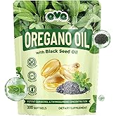 QVQ Organic Oregano Oil Softgels with Black Seed Oil – 300 Count | Non-GMO, Vegan, Gluten-Free | Carvacrol & Thymoquinone Supplement for Immune Support
