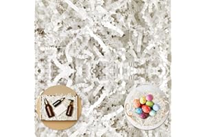Darfukei Crinkle Paper Filler, 1/2LB(8 oz) Shredded Paper For Gift Baskets, White bridesmaid proposal gifts, Crinkle Cut Paper Shred For Birthdays, Weddings,Boxes Bags, Basket Filler, Anniversaries, Christmas, Gift Wrapping