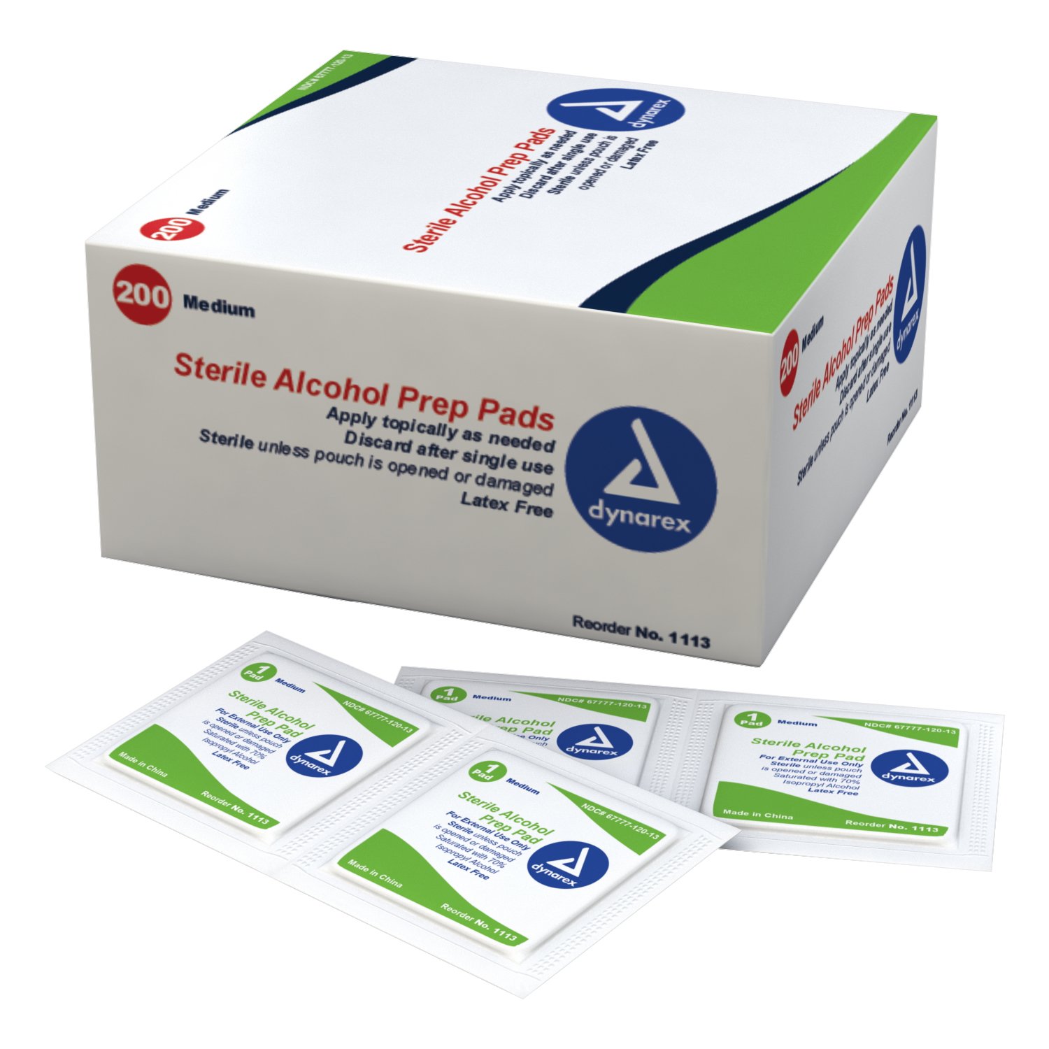 Dynarex Alcohol Prep Pad Sterile, Medium, 200 count: Health & Personal Care