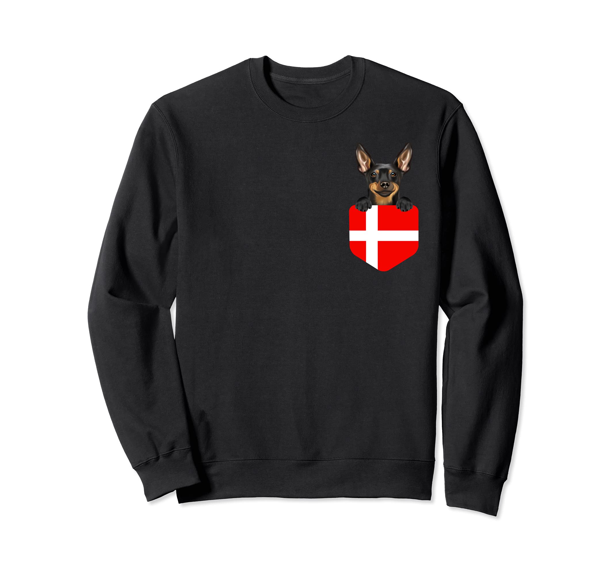 Denmark Flag Miniature Pinscher Dog In Pocket Sweatshirt
