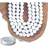 6mm Natural Matte White Alabaster Round Gemstone Frosted 120Pcs Loose Beads for Jewelry Making Bracelet with Stretch Beading Cord LPBeads