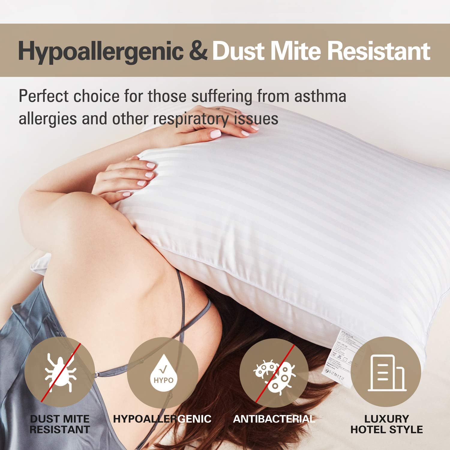 SUMITU Hotel Pillows for Sleeping 2 Pack Standard Size 20 x 26 Inches, Hypoallergenic Pillow for Side and Back Sleeper, Soft Bed Gel Pillows Set of 2, Down Alternative Cooling Pillow: Home & Kitchen