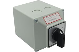 KEYMOO 63A Rotary Changeover Switch with Exterior Box, 4NO 4NC 2-Ways 3 Position 4 Phase 16 Terminals Universal Selector Switch, Cam Switch with Waterproof Enclosure IP65, 63/D404.4D