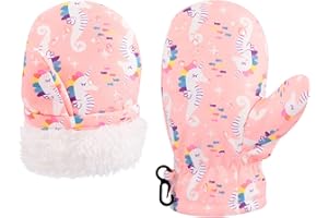 POXIMI Winter Toddler Snow Gloves Baby Boys Waterproof Gloves for Girls Warm Mittens Fleece Ski Mittens for Outdoor Sports