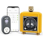 RAINPOINT WiFi Water Timer with Brass Inlet &amp; Outlet，2 Zone WiFi Hose Timer for Lawn,WiFi Sprinkler Controller via APP/Voice Control,Automatic Watering System by Time/Weather/Quantity/Soil Moisture