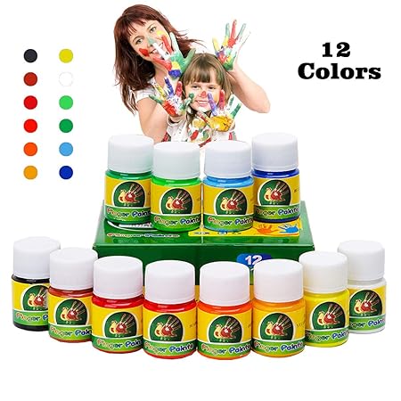 Hapree 12 Farben Fingerfarbe, glutenfrei, ungiftige Kinder-Lackierung, Waschbare Farbe für Kleinkinder Baby Kinder Set Für Ku