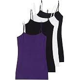 4 Pack Active Basic Women's Basic Tank Top (3X,Black/Black/White/Purple)