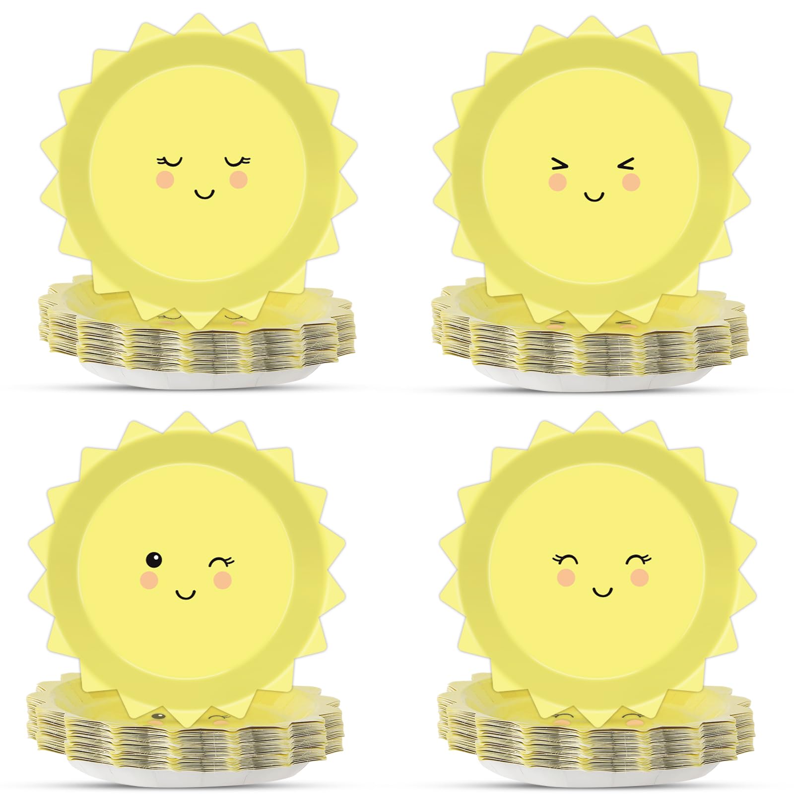 Photo 1 of 48 Pcs Yellow Sunshine Party Plates First Trip Around The Sun Paper Plates Sunshine Dinner Plates Summer Disposable Tableware for Sun 1st Birthday Party Supplies Baby Shower Birthday Decorations