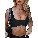 AGECODE Sports Bras for Women Scoop Neck Wireless Padded Bra Workout Running Yoga Bras Crop Tank Top