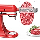 Stainless Steel 3 Adjust Meat Tenderizer Attachment for KitchenAid Mixer | Largest 3 thickness settings, Fit for KitchenAid &amp; Cusinart mixer, Transparent detachable protection shell, Easy to clean.
