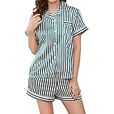 DingCo Women's Silk Pajamas - Button Up Satin PJs with Notch Collar - 2 Piece Satin Pajamas Set