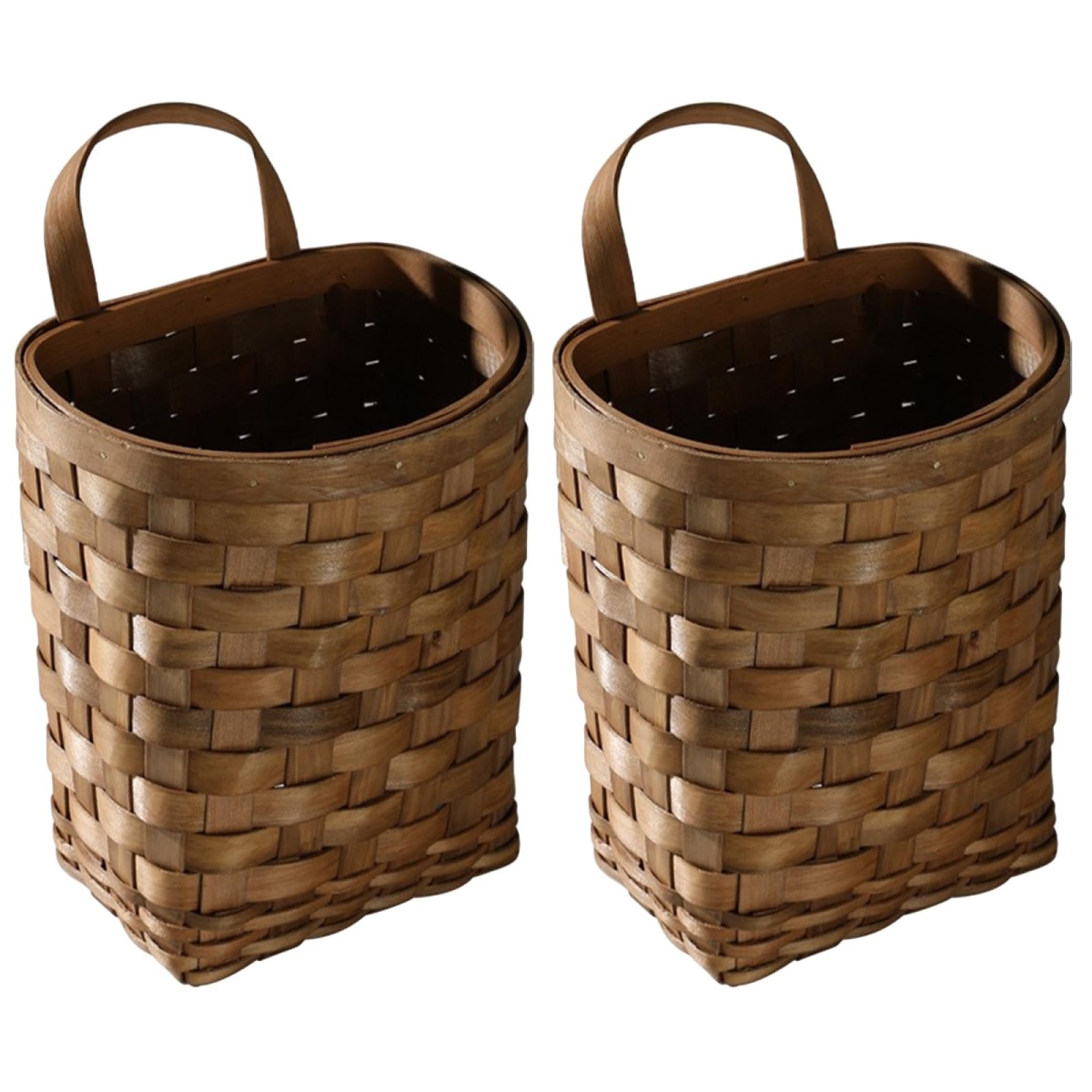 Photo 1 of Alipis Wooden Wall Flower Basket Jute Hanging Basket Rattan Wall Woven Hanging Mount Wicker Vegetable Willow -mounted Shopping 2pcs