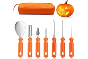 NWESTUN Halloween Pumpkin Carving Kit Tools, Professional Heavy Duty Carving Set, Stainless Steel Pumpkin Carving Set, Halloween Pumpkin Carving Tools-Gift for Halloween(7PCS)