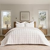 EVERGRACE 3 Pieces Luxurious Velvet Quilt King Size, Ultra Soft Bedspread Coverlet Set, Double Box Stitch Lightweight Velvet Comforter for All Season with 2 Shams, Cream White, 108"x96"