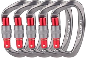Paliston Locking Carabiner - 25kN 5600lb Climbing Carabiner Screw Gate D Shape Carabiner