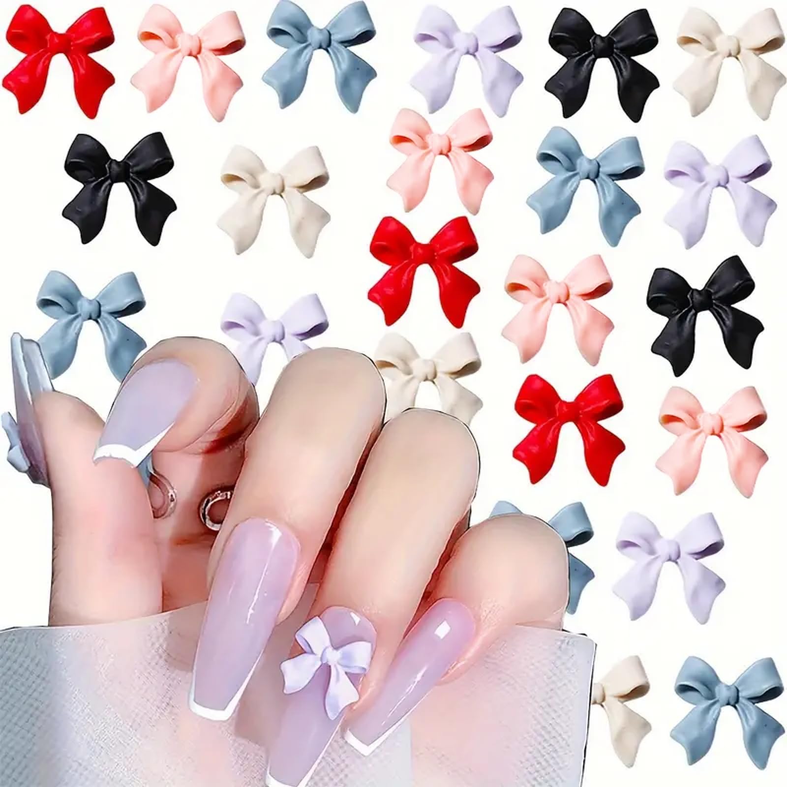 Bow Nail Charms,200PCS Colorful Bow Tie Bowknot Nail Gems,Cute Resin Nail Charms Gems Nail Jewelry Supplies for Nail Art Design Decorations DIY Crafts — image 1