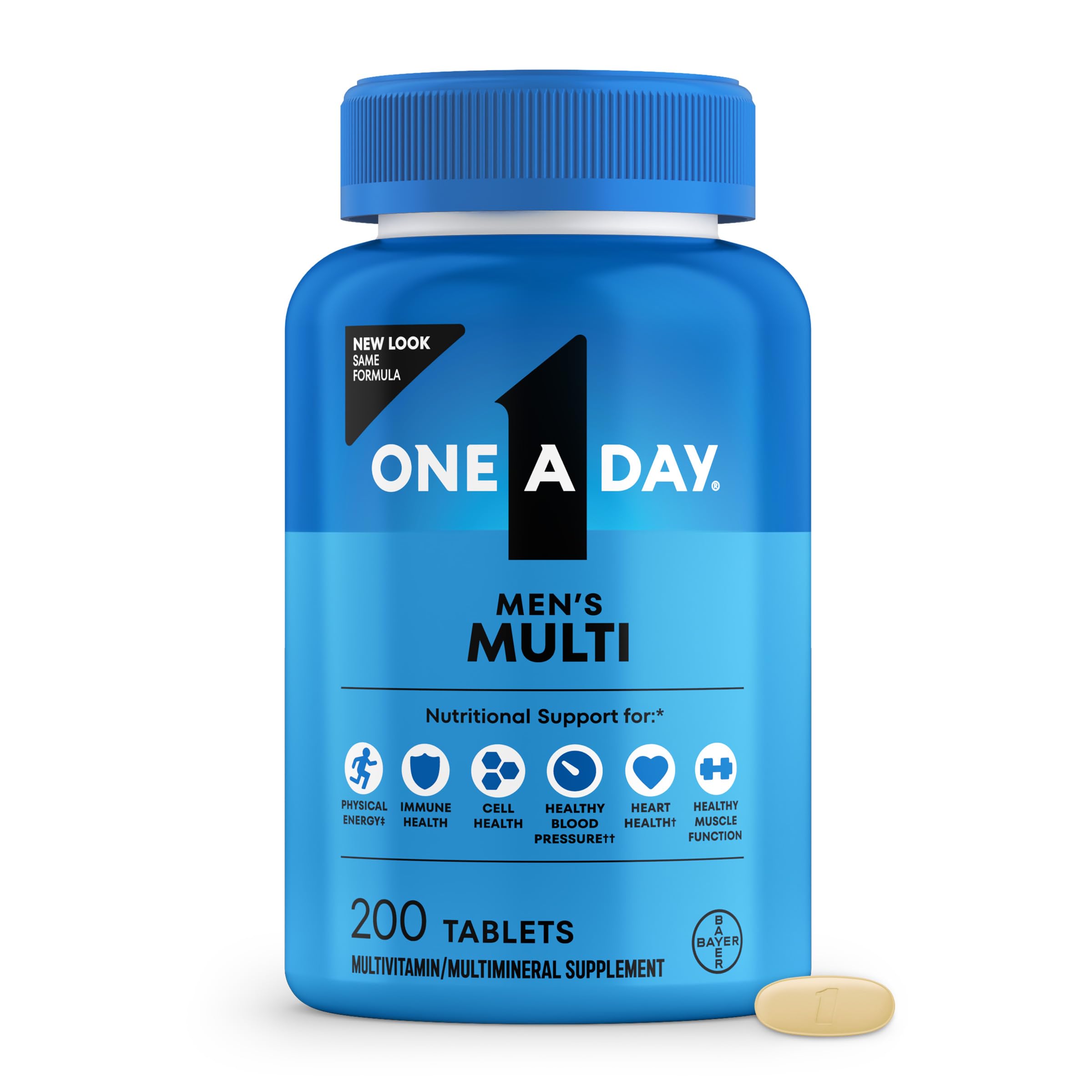One A Day Multivitamin for Men - Daily Mens Multivitamins with Vitamin D, Zinc, Folic Acid, and B Vitamins, Physical Energy Support, 200 Count