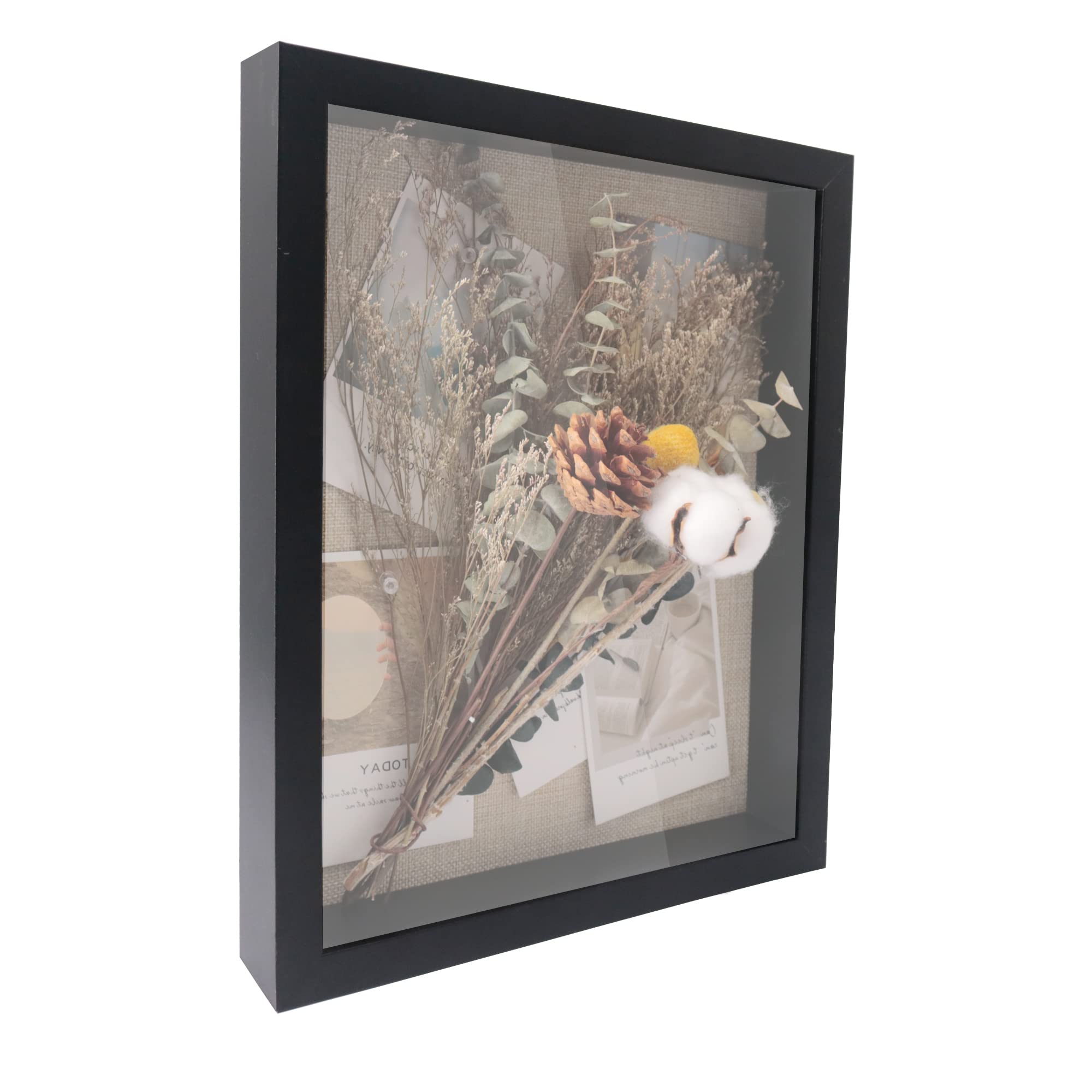 GarduationMall 11x14 3D Black Shadow Box Frame Deep Display Box with Linen Back,Ideal for Memorabilia Pictures Flowers Medals Tickets,Wall Hanging