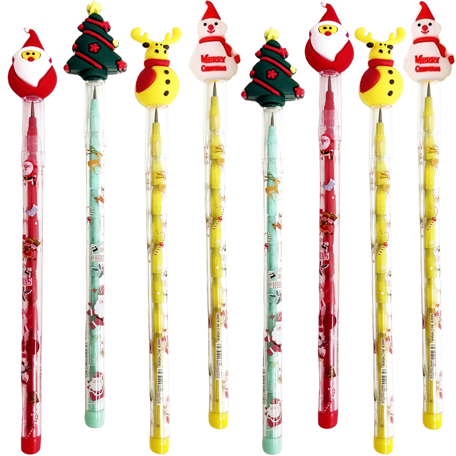 ATBEAMEN 8 Set Magic Inkless Infinity Pencils, Christmas Themed Set with Erasers