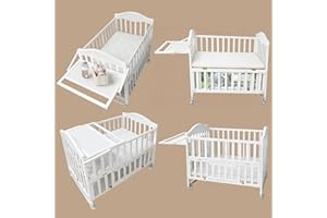 Flwrgirl Portable Mini Baby Crib - Cunas para Bebes with Changing Shelf and Mattress Included,2025 Wheeled Wood Baby Bassinet,Bassinet Bedside Co Sleeper for Small Room,White