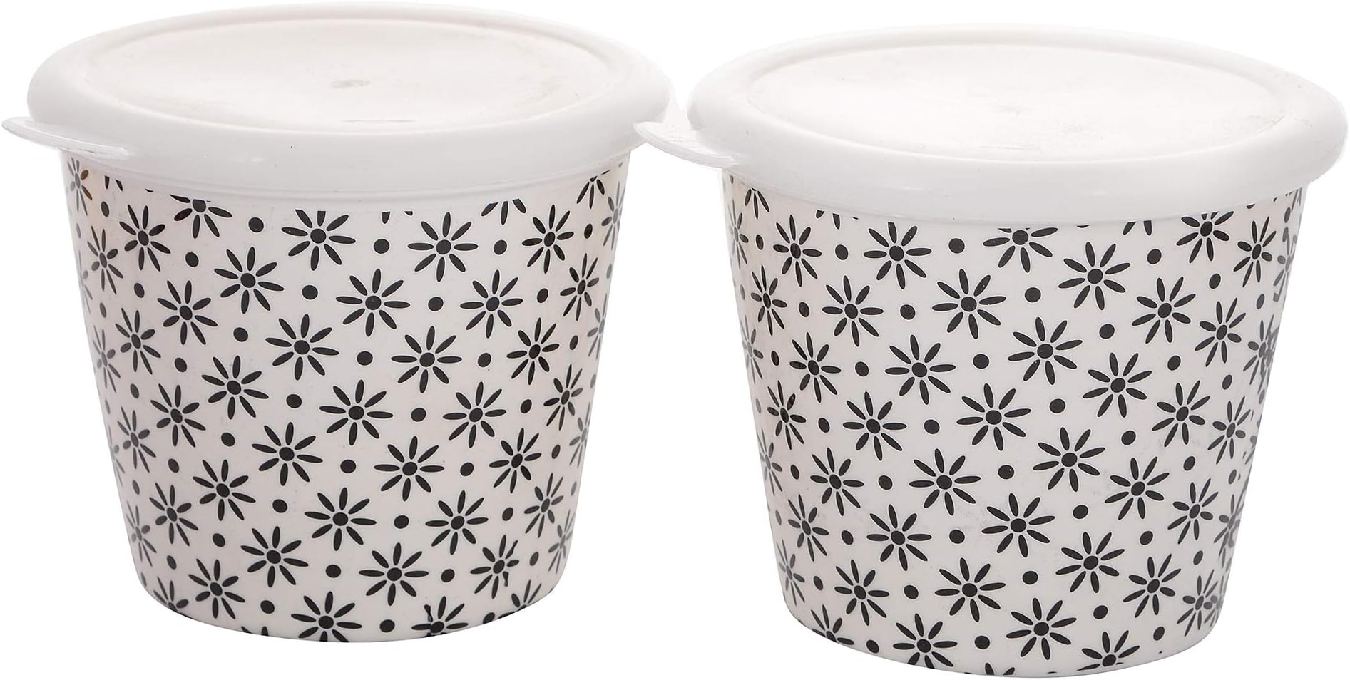 Praga Melamine Multi-Purpose Storage Jar with Lid - 800 ml, 2 Pieces, Black White