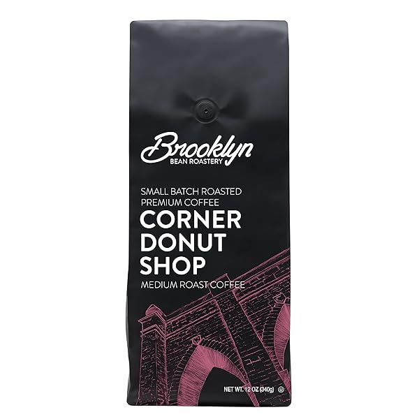 BROOKLYN BEANS CORNER DONUT SHOP 100% ARABICA CRAFT ROASTED GROUND COFFEE, MEDIUM ROAST, 12 OUNCE BAG (BB CD BAG 12)