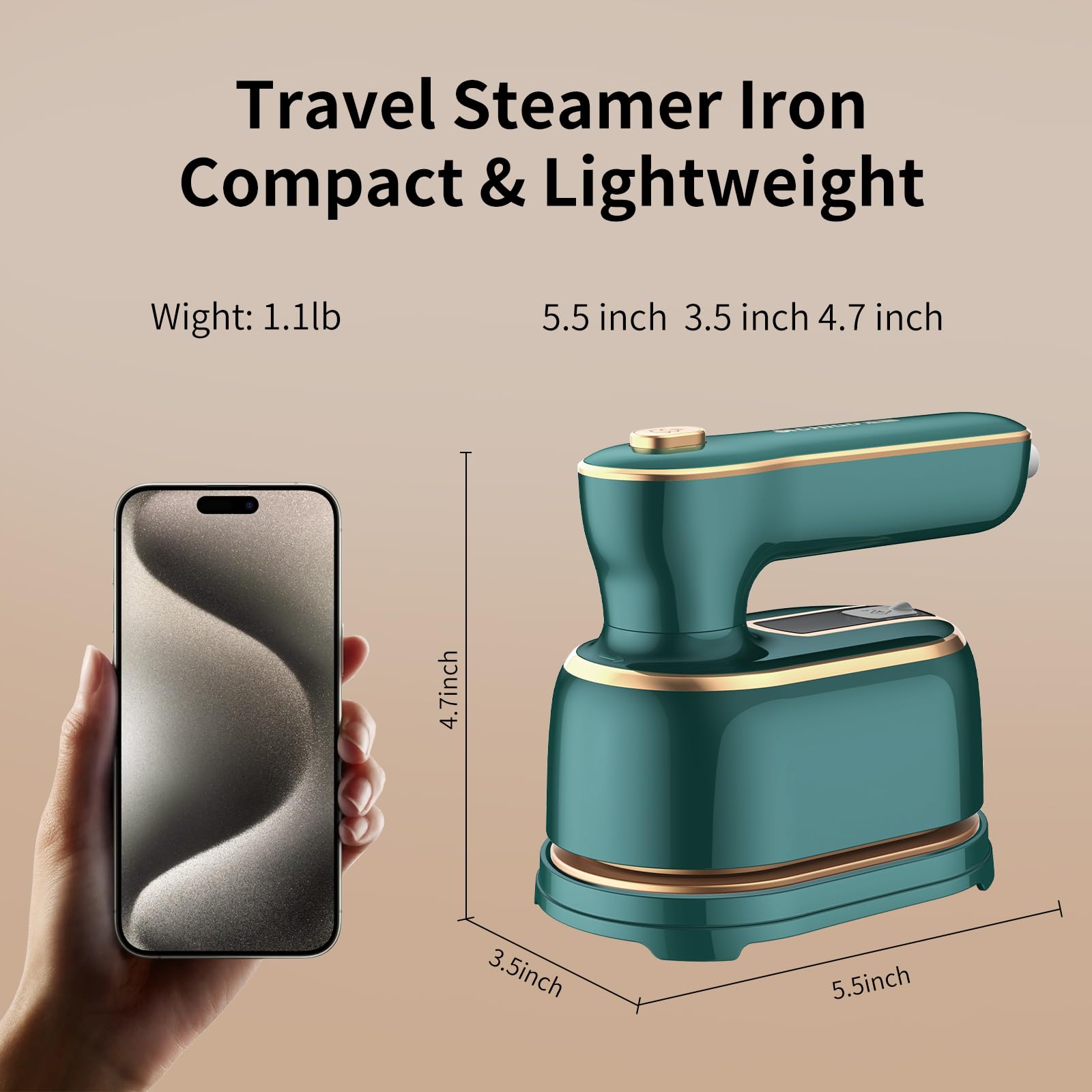 Travel Steamer for Clothes -1000W Small Steam Irons Foldable for Wrinkle Removal, Compact Portable Mini Steamer for Clothes Travel College Dorm Office Home Garment Steamer for Clothes 120V