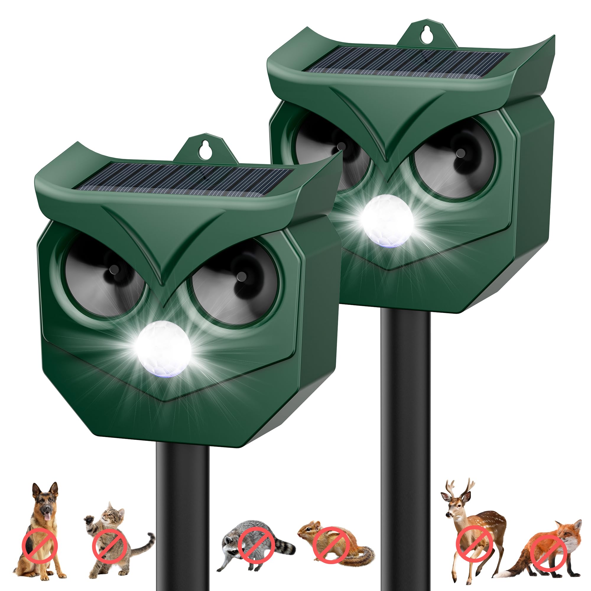 Photo 1 of Ultrasonic Animal Repeller with LED Strobe Lights - Outdoor Solar Powered for Squirrels, Deer, Raccoons, Rabbits, Skunks, Cats, Dogs - Protects Garden, Yard, Lawn, Farm & Crops